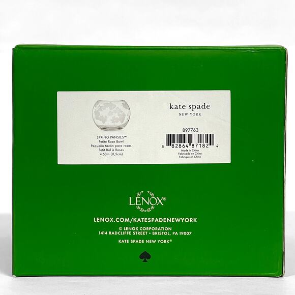 kate spade new york Spring Pansies Glass Petite Rose Bowl New Clear Round Vase - Picture 2 of 7